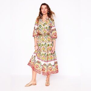 Clara Cotton Shirt Dress, Multi Ornamental Floral